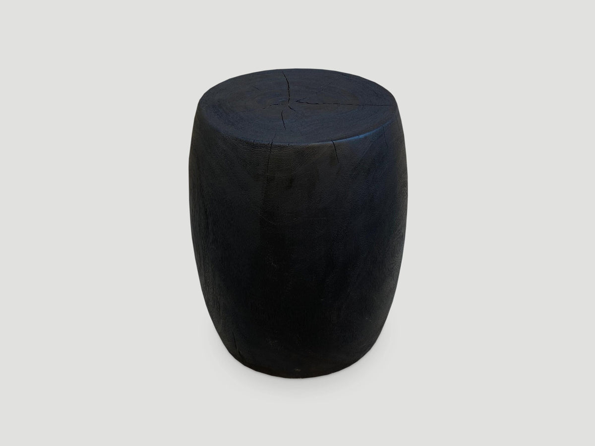 Charred Drum Shape Side Table or Stool
