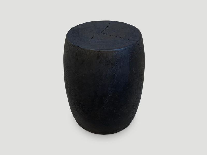 Charred Drum Shape Side Table or Stool