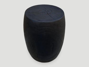 Charred Drum Shape Side Table or Stool