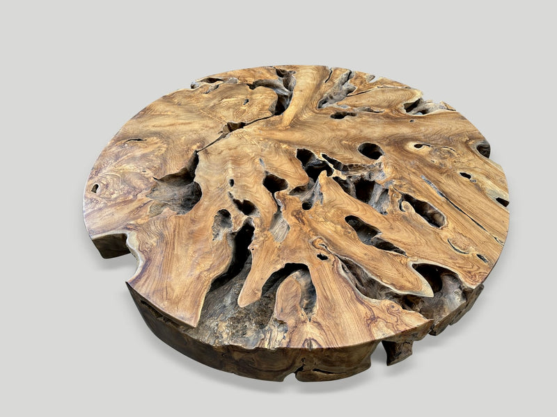 Teak and Steel Round Coffee Table