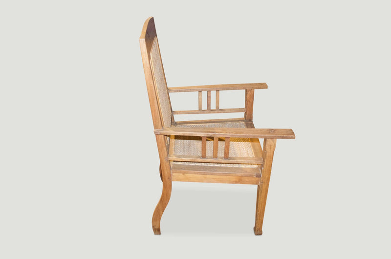 Colonial Teak and Rattan Chair