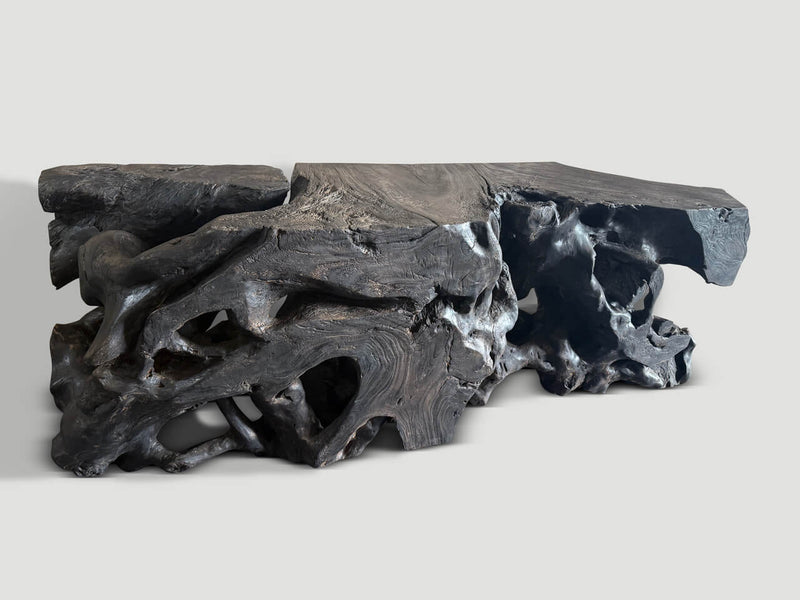 Modern Organic Sculptural Charred Console Table