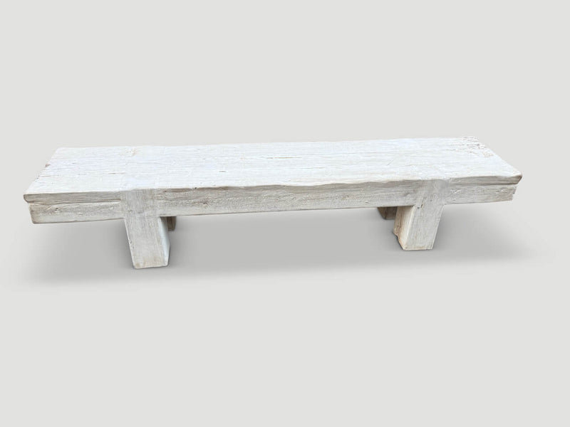 Bleached Teak Log Bench or Coffee Table