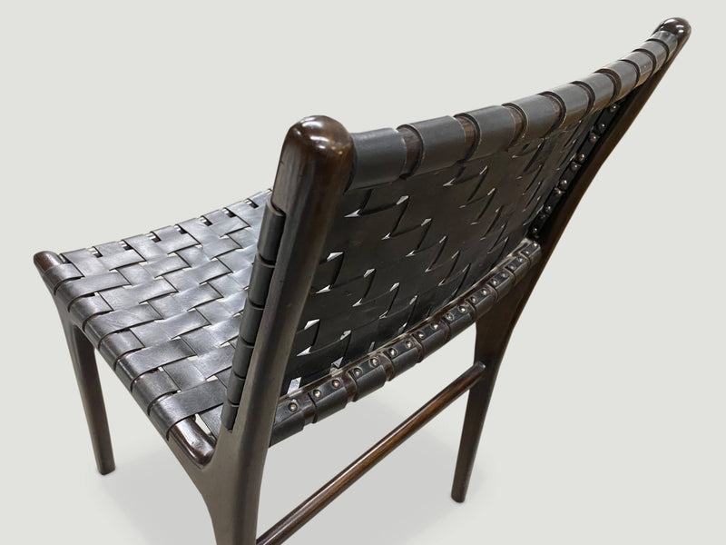 Modern Chair Series: Single Backed Leather Woven Chair