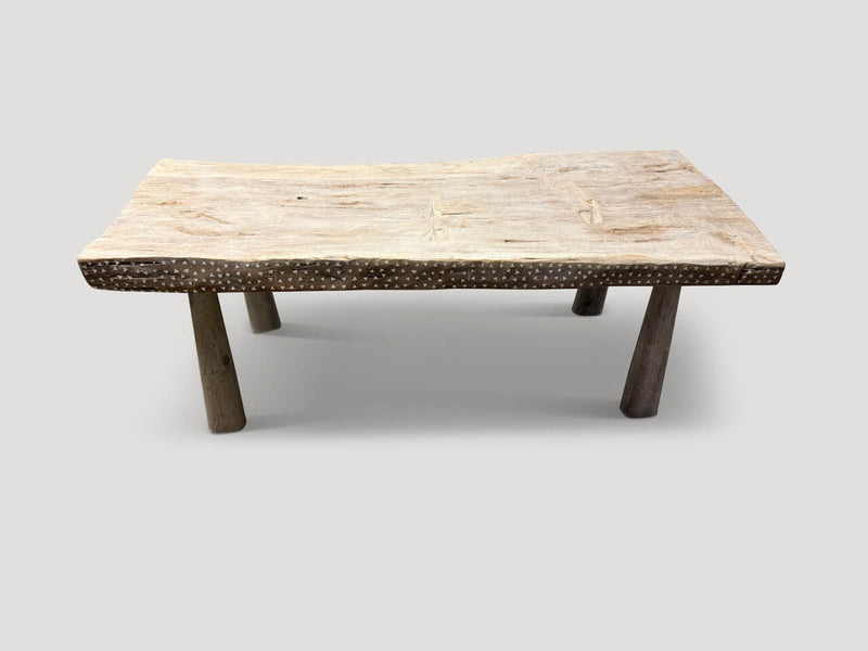Century Old Teak Coffee Table with Shell Inlay