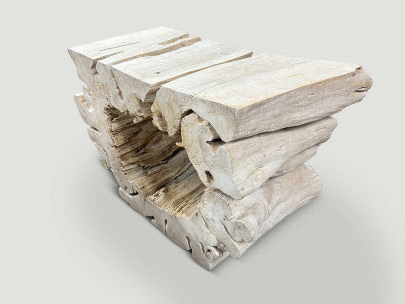Bleached Organic Wood Console Table