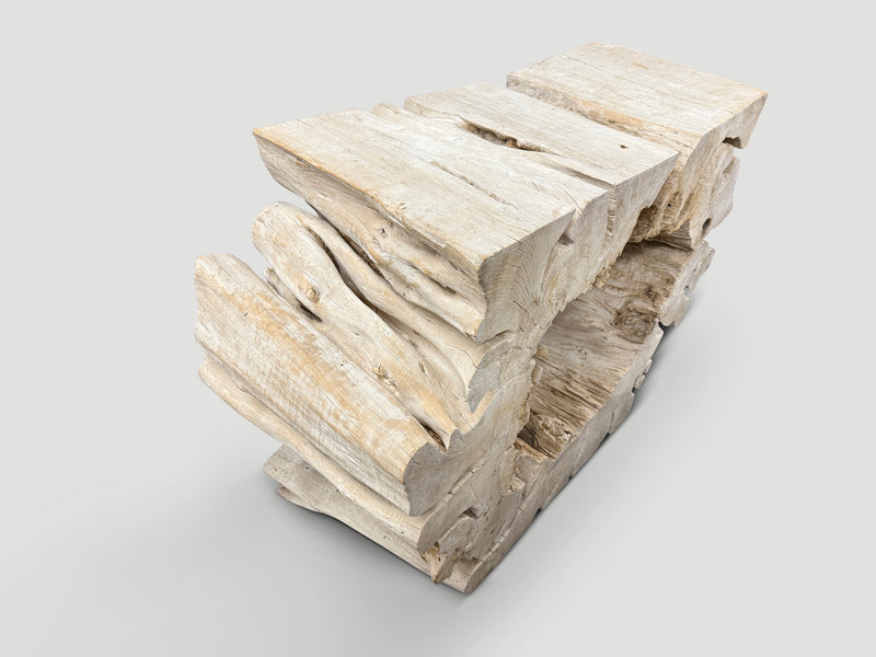 Bleached Organic Wood Console Table