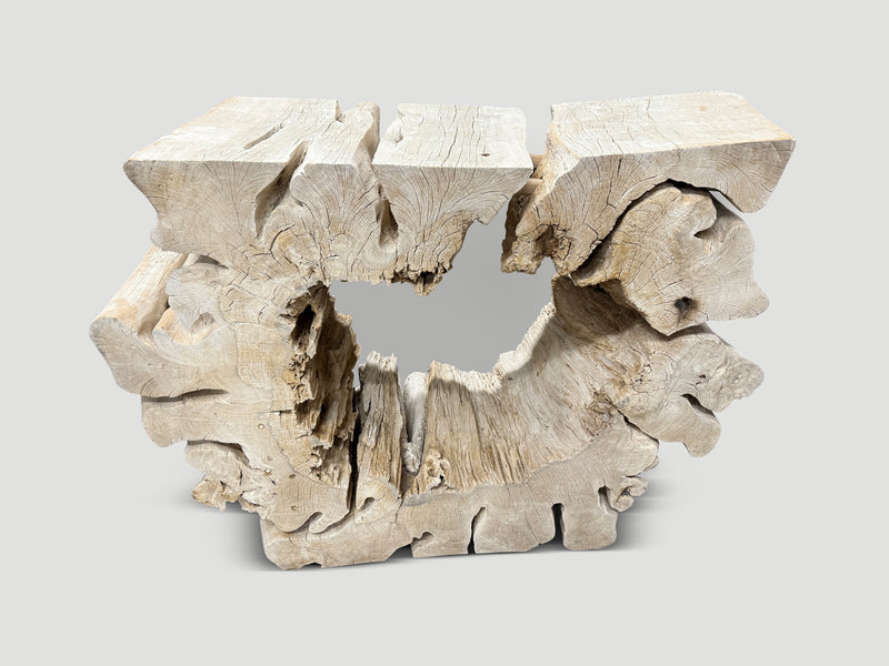 Bleached Organic Wood Console Table