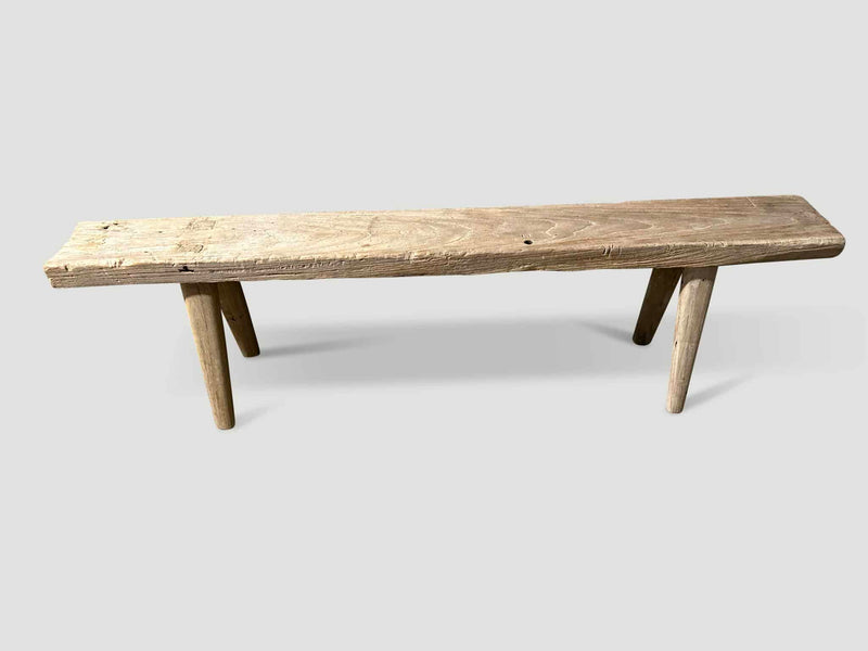 Antique Bleached Teak Wood Bench