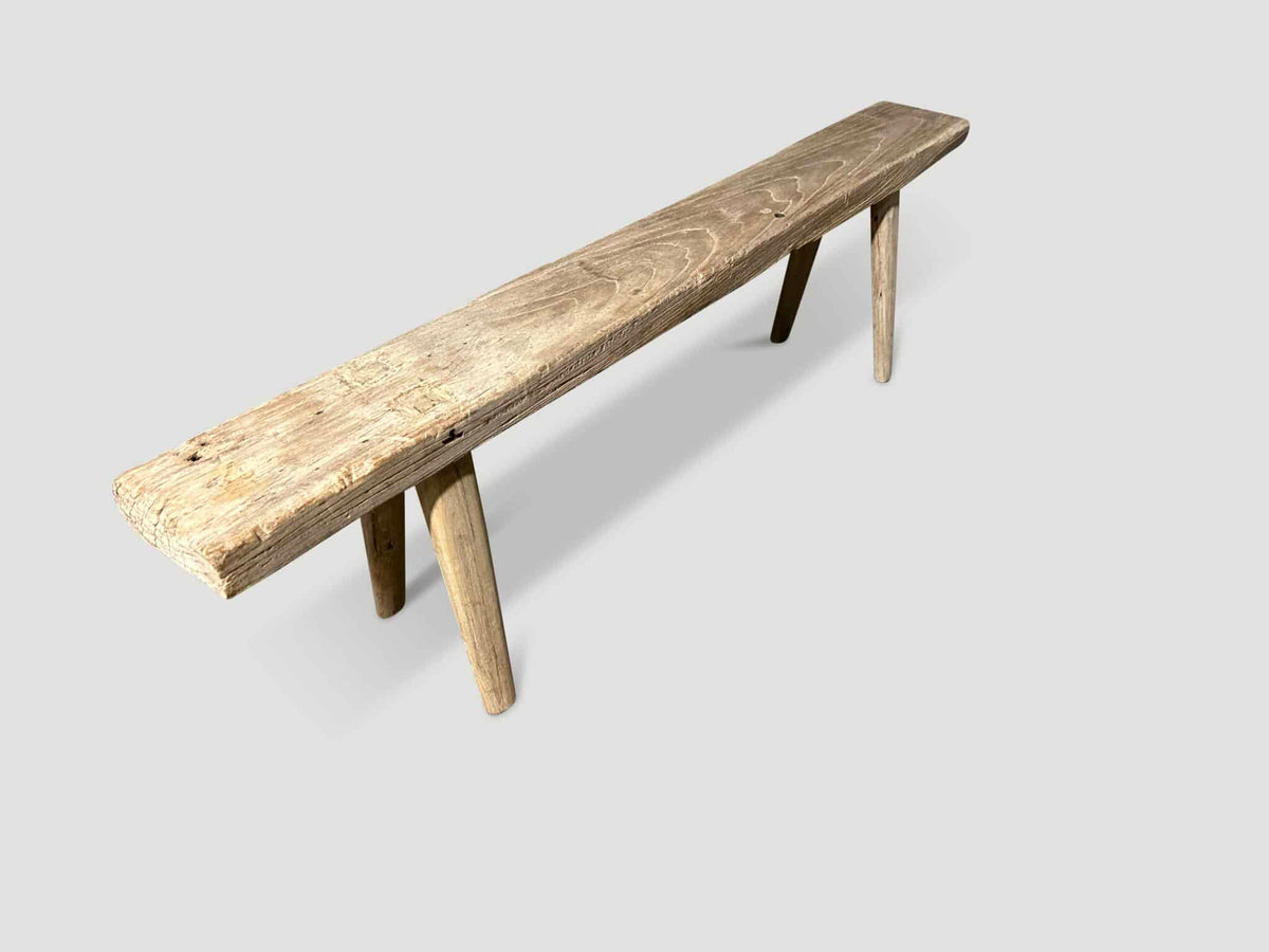 Antique Bleached Teak Wood Bench