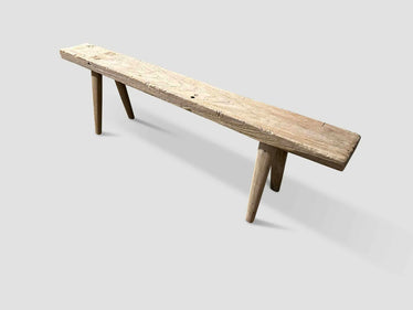 Antique Bleached Teak Wood Bench