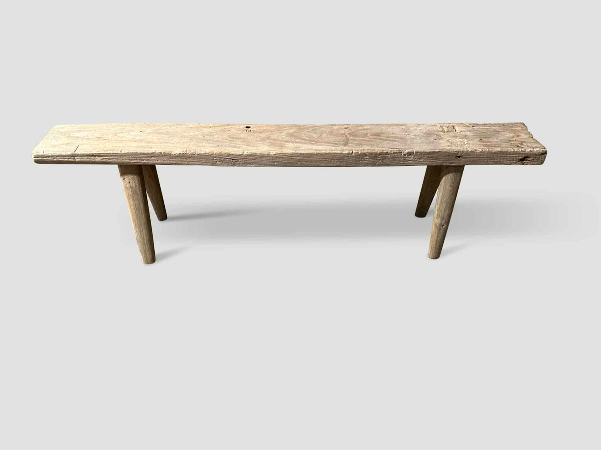 Antique Bleached Teak Wood Bench