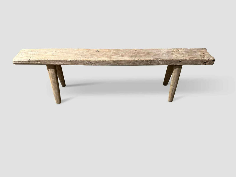 Antique Bleached Teak Wood Bench