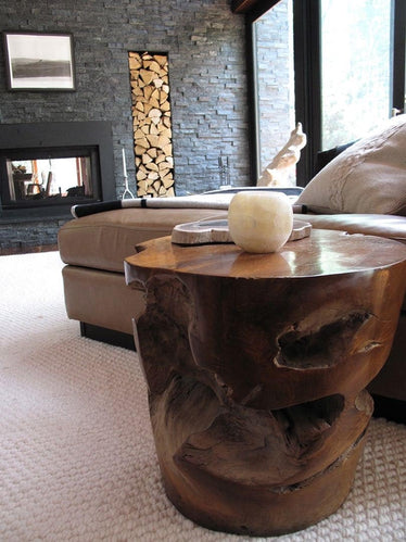 Single Charred Teak Side Table