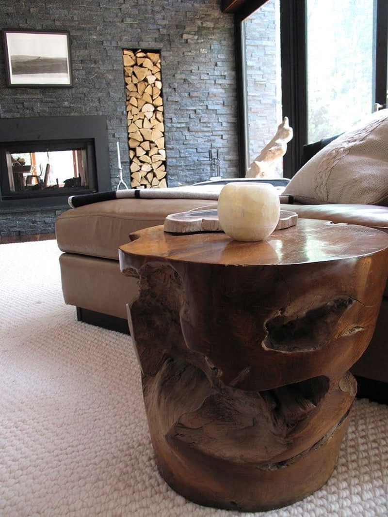 Single Charred Teak Side Table