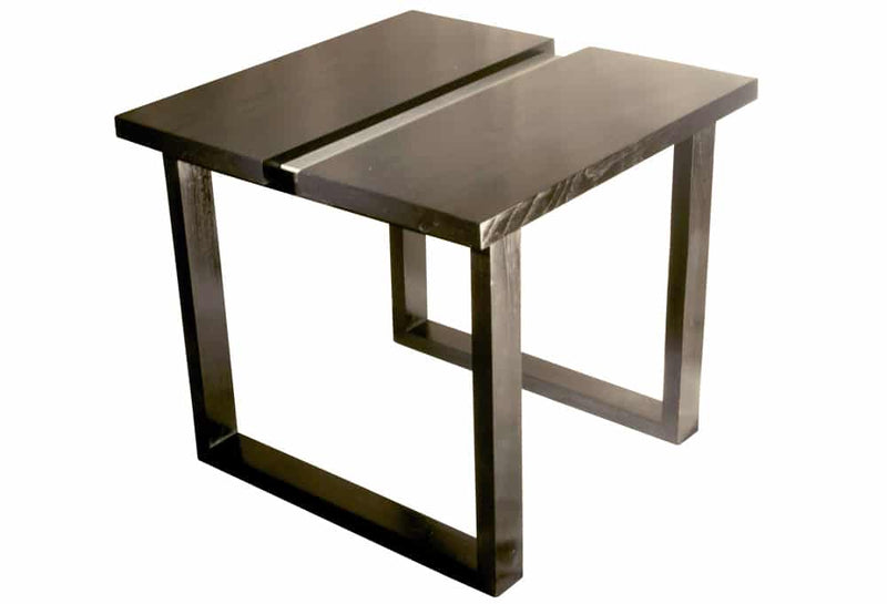 Espresso and Steel Minimalist Side Table