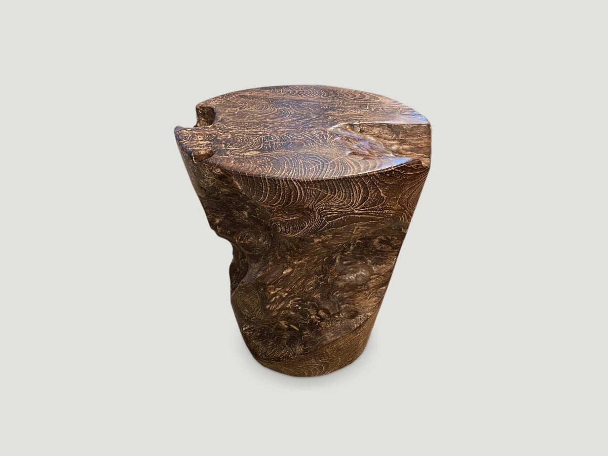 Single Charred Teak Side Table