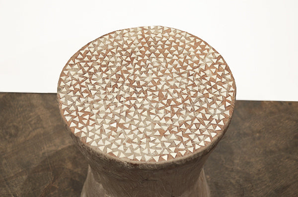 Side Table - Stool with Shell Inlay