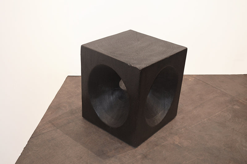 Triple Burnt Teak Wood Side Table