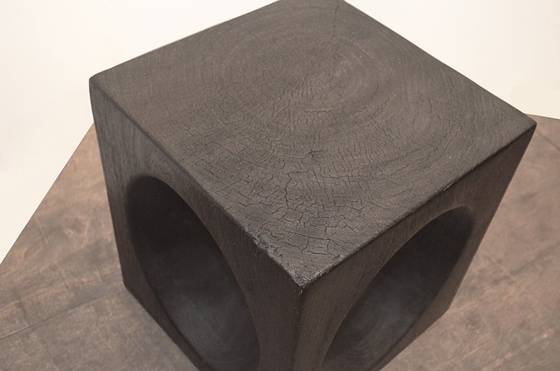 Triple Burnt Teak Wood Side Table