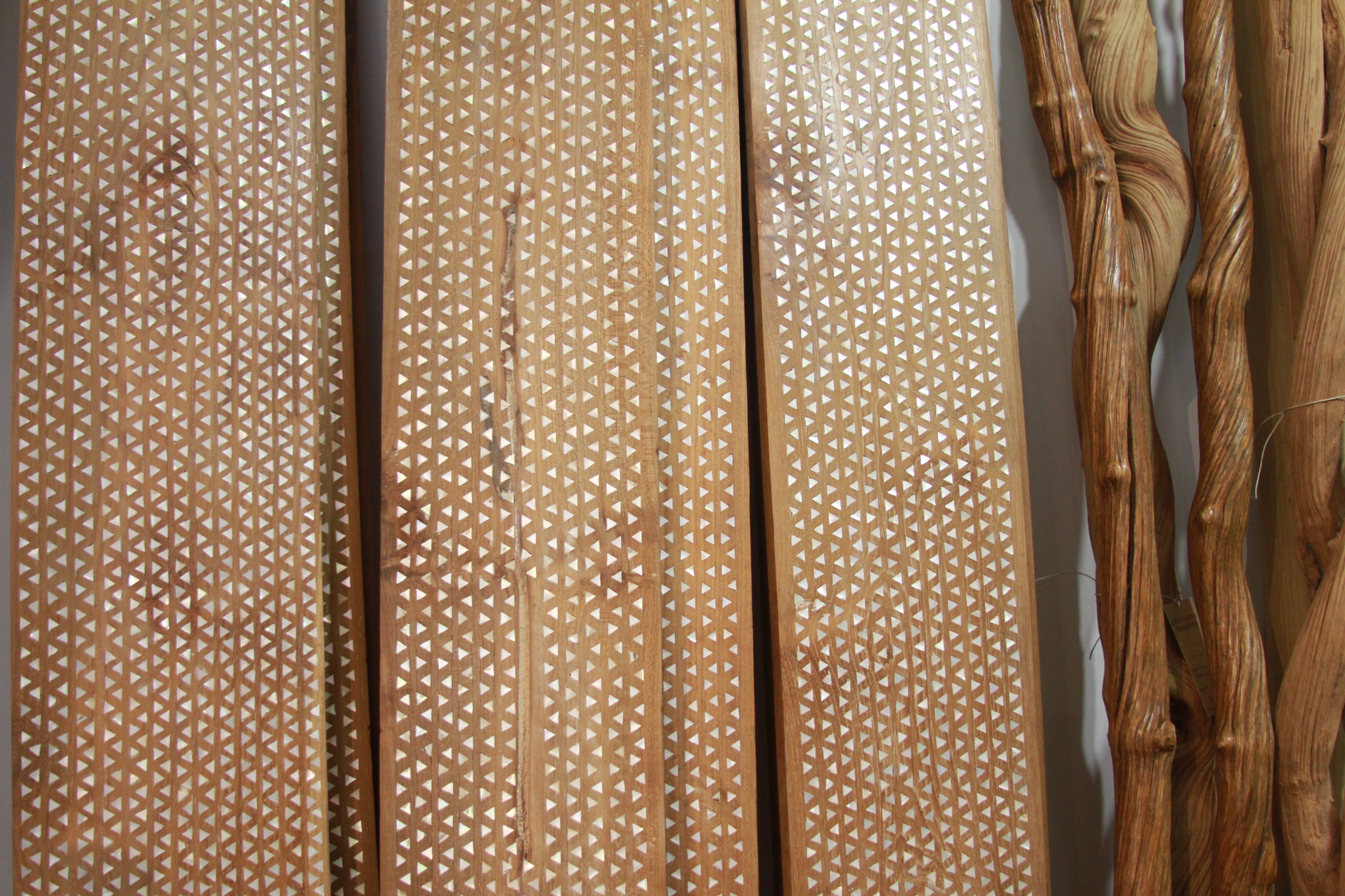 Teak Panels with Shell Inlay