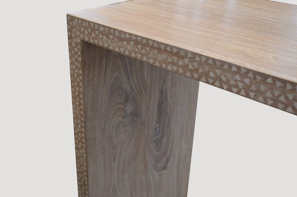 St. Barts Teak Console with Shell Inlay AG36 - Andrianna Shamaris