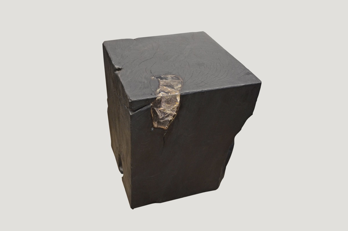 burnt wood with resin side table