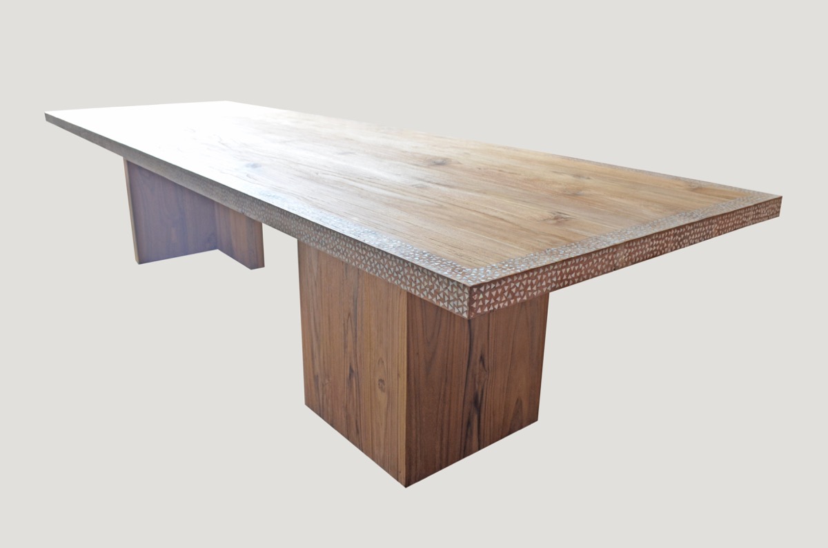 dining table with shell inlay