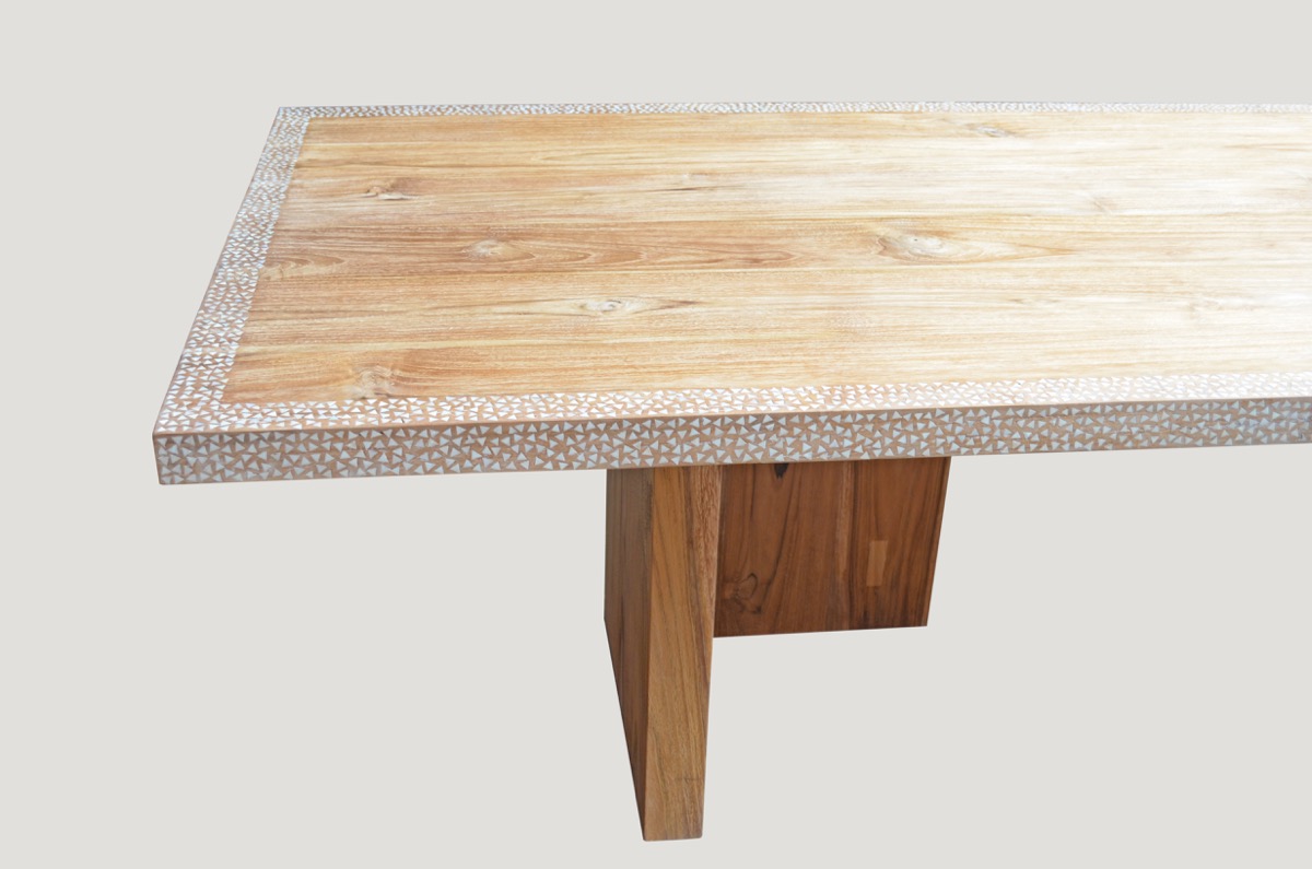shell inlay teak dining table