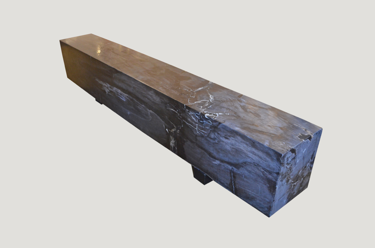 petrified wood log bench