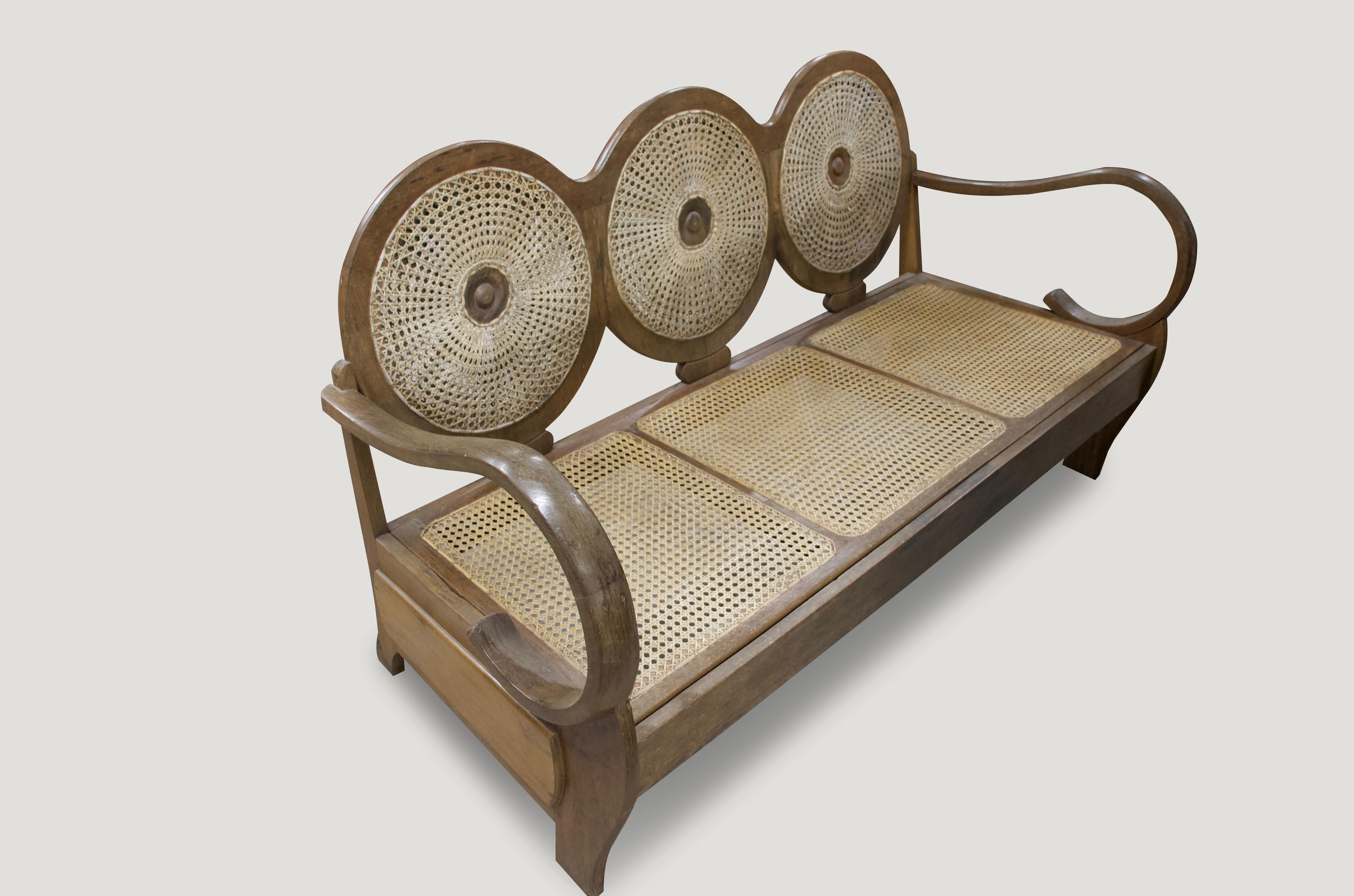 Antique Teak Wood Mid-Century Sofa