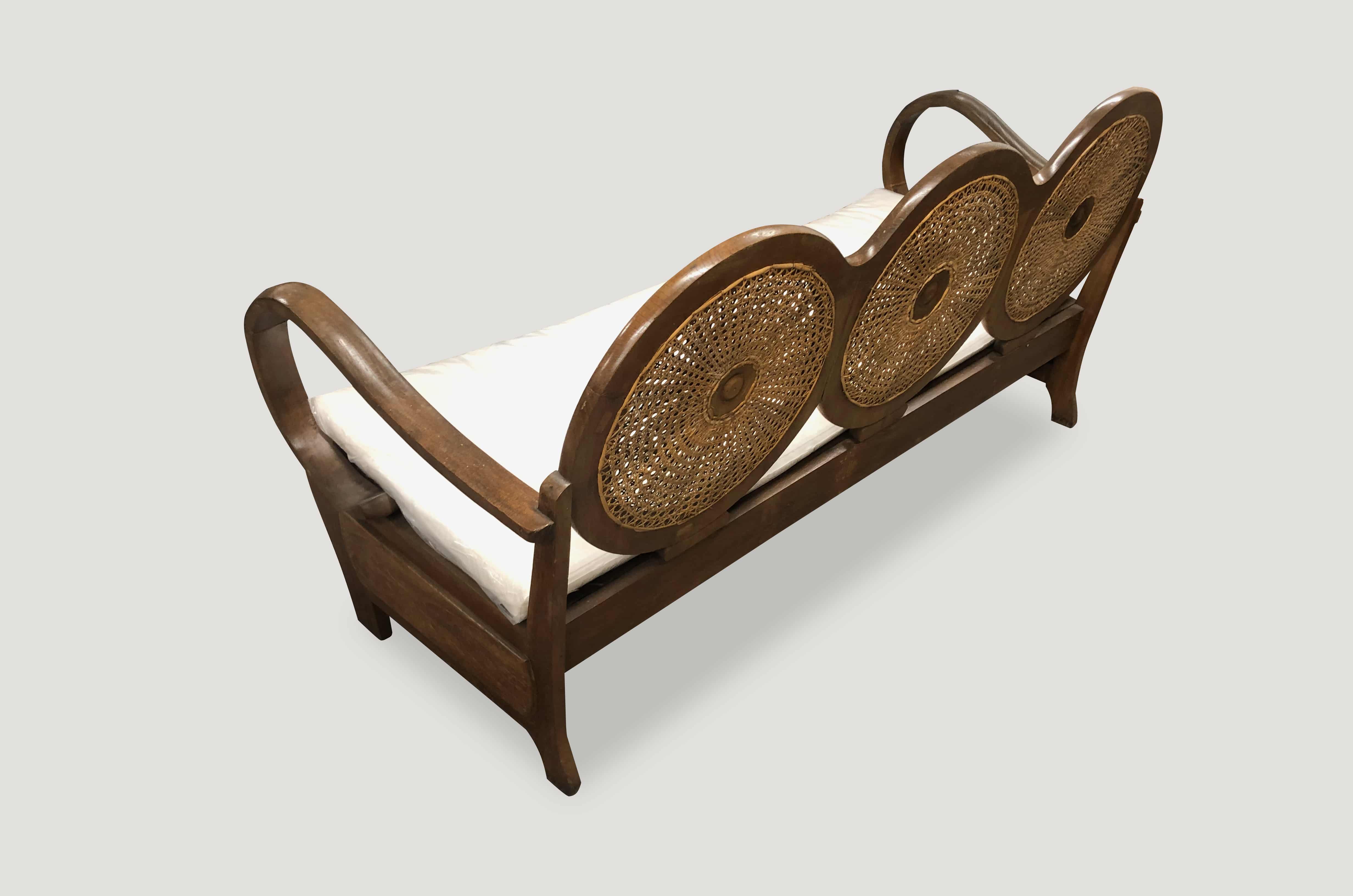 mid century antique teak wood sofa