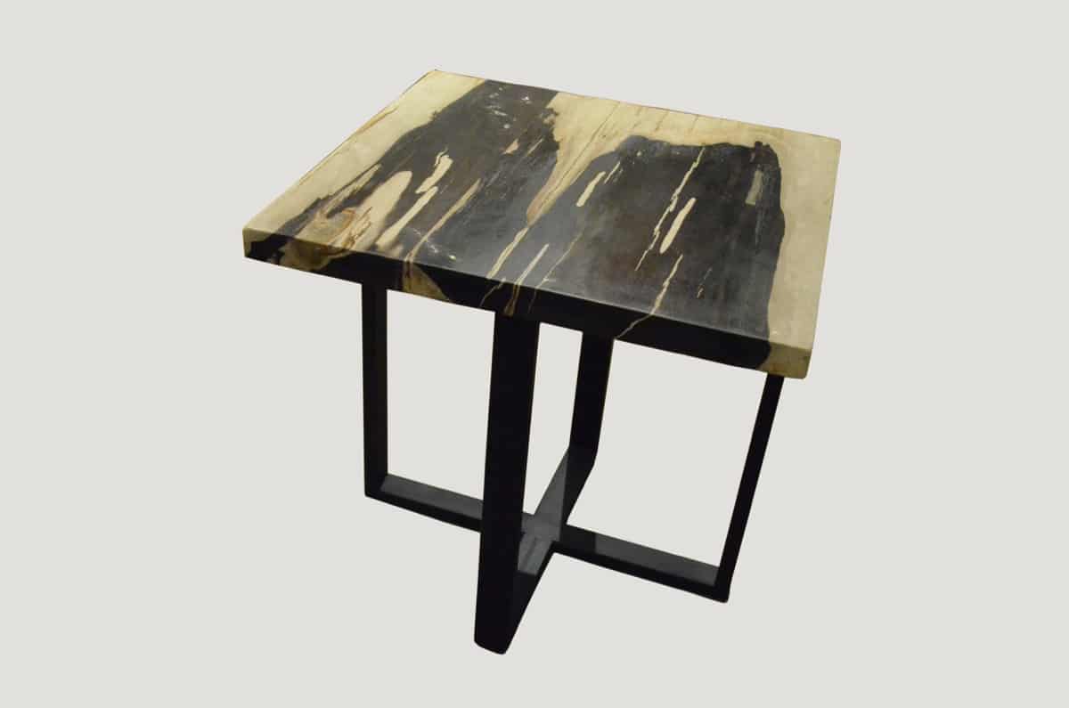 petrified wood slab top side table