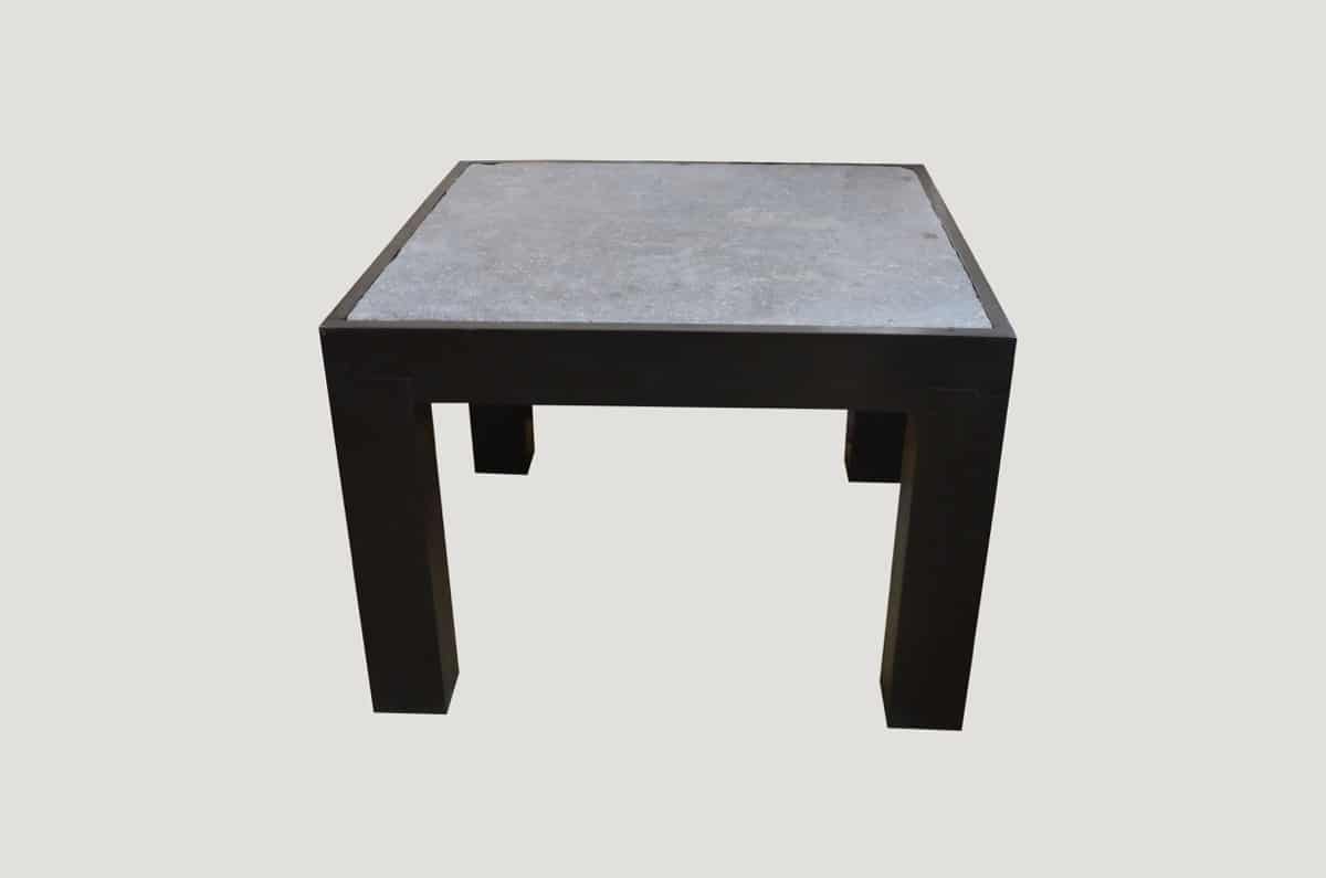teak stone side table