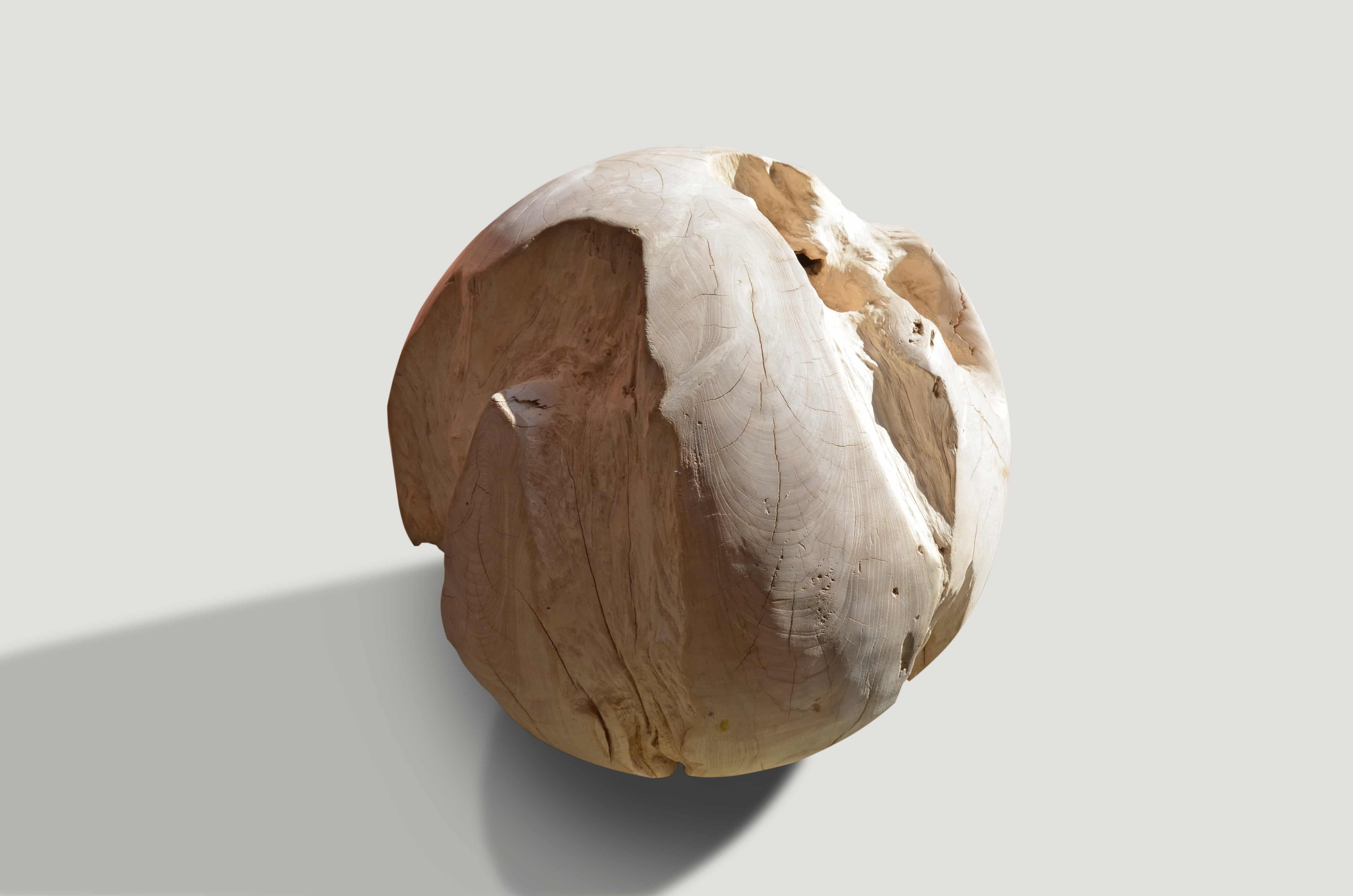bleached teak wood organic sphere