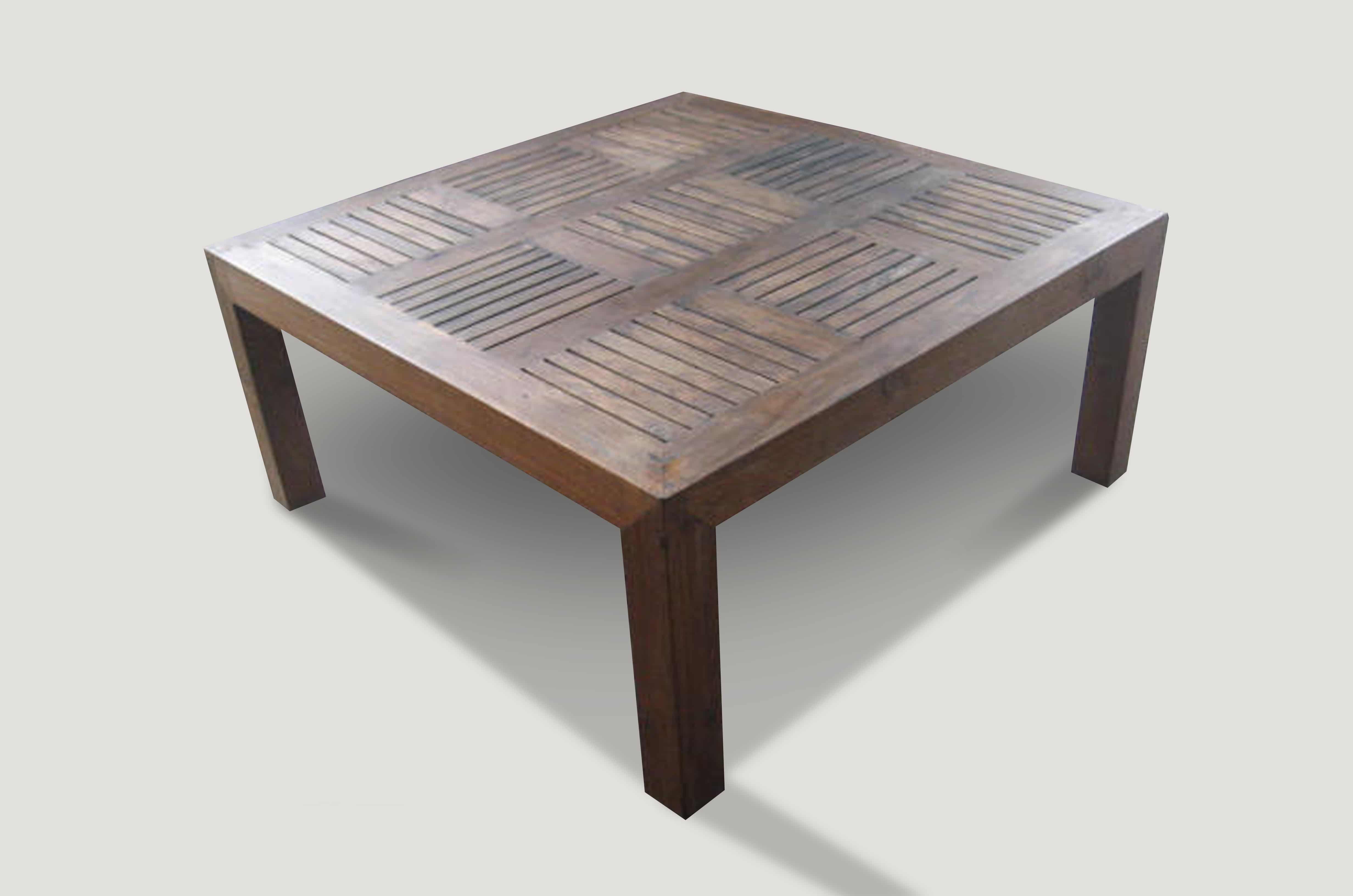 slatted teak wood coffee table