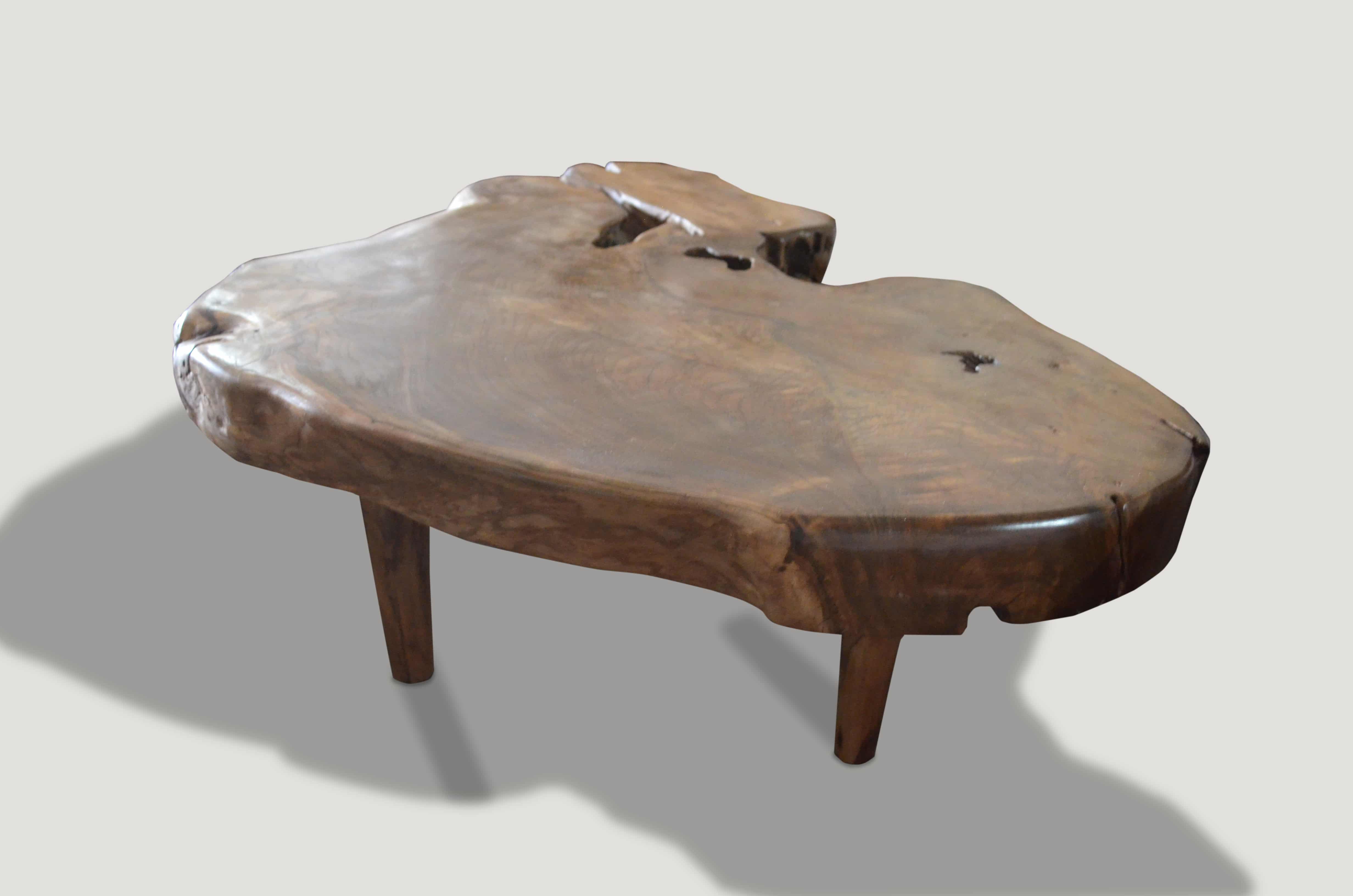 organic mid century style teak wood coffee table