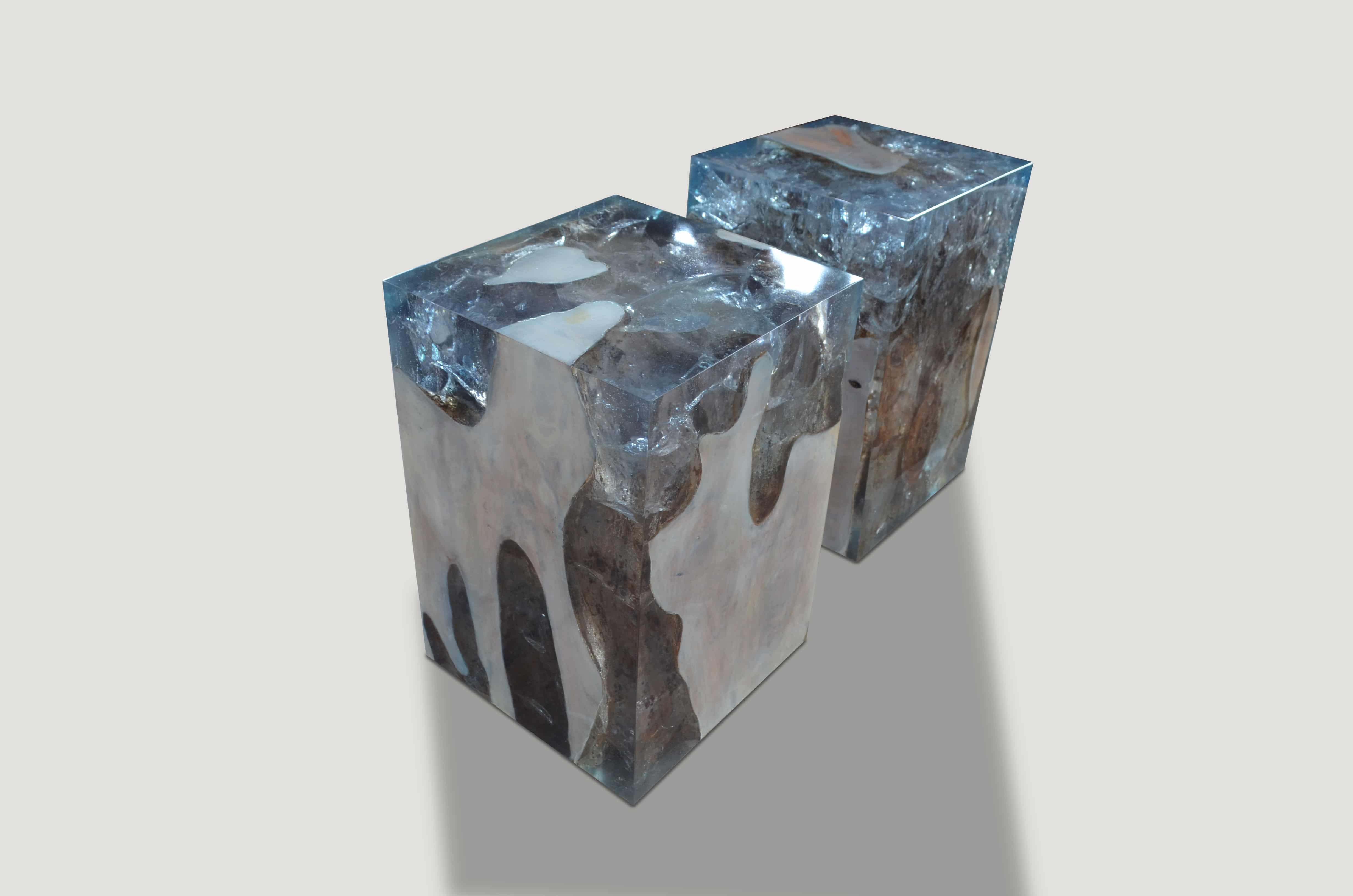 ice blue cracked resin side tabe