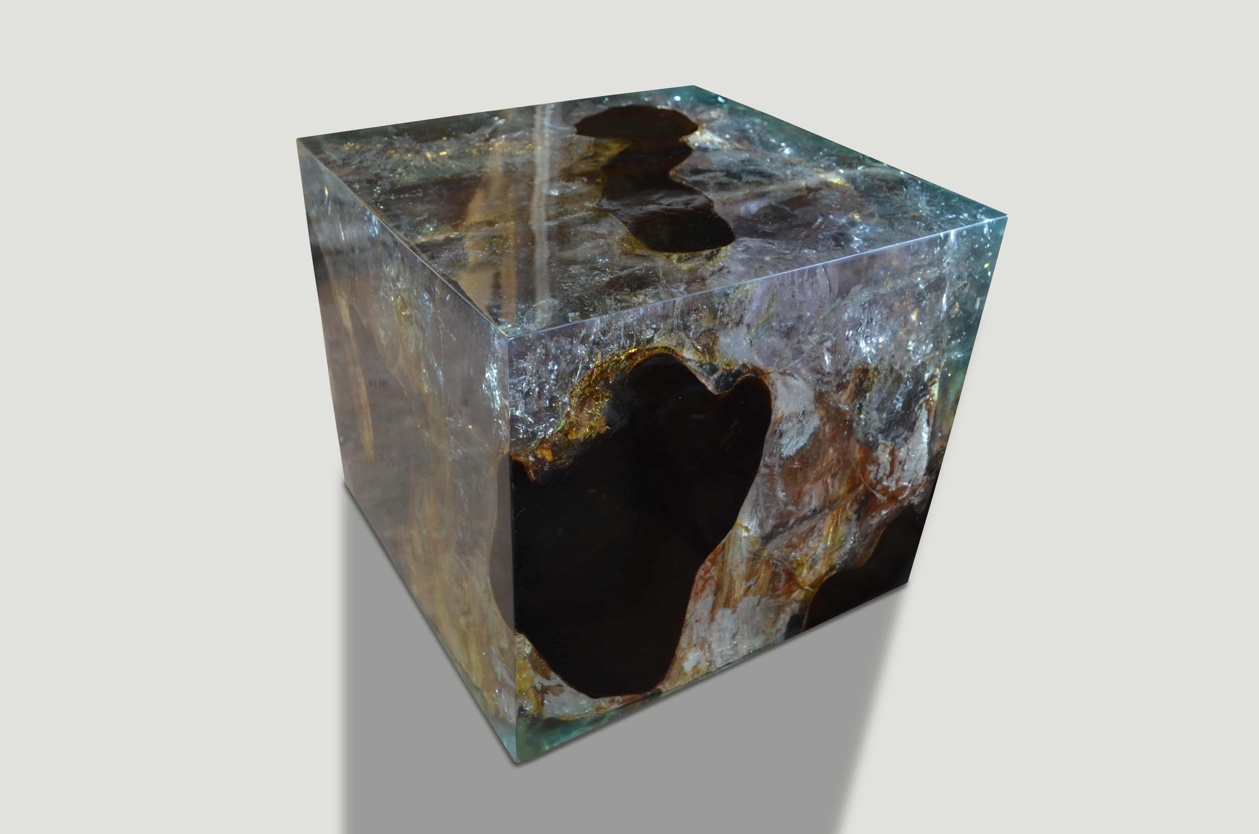 cracked resin side table