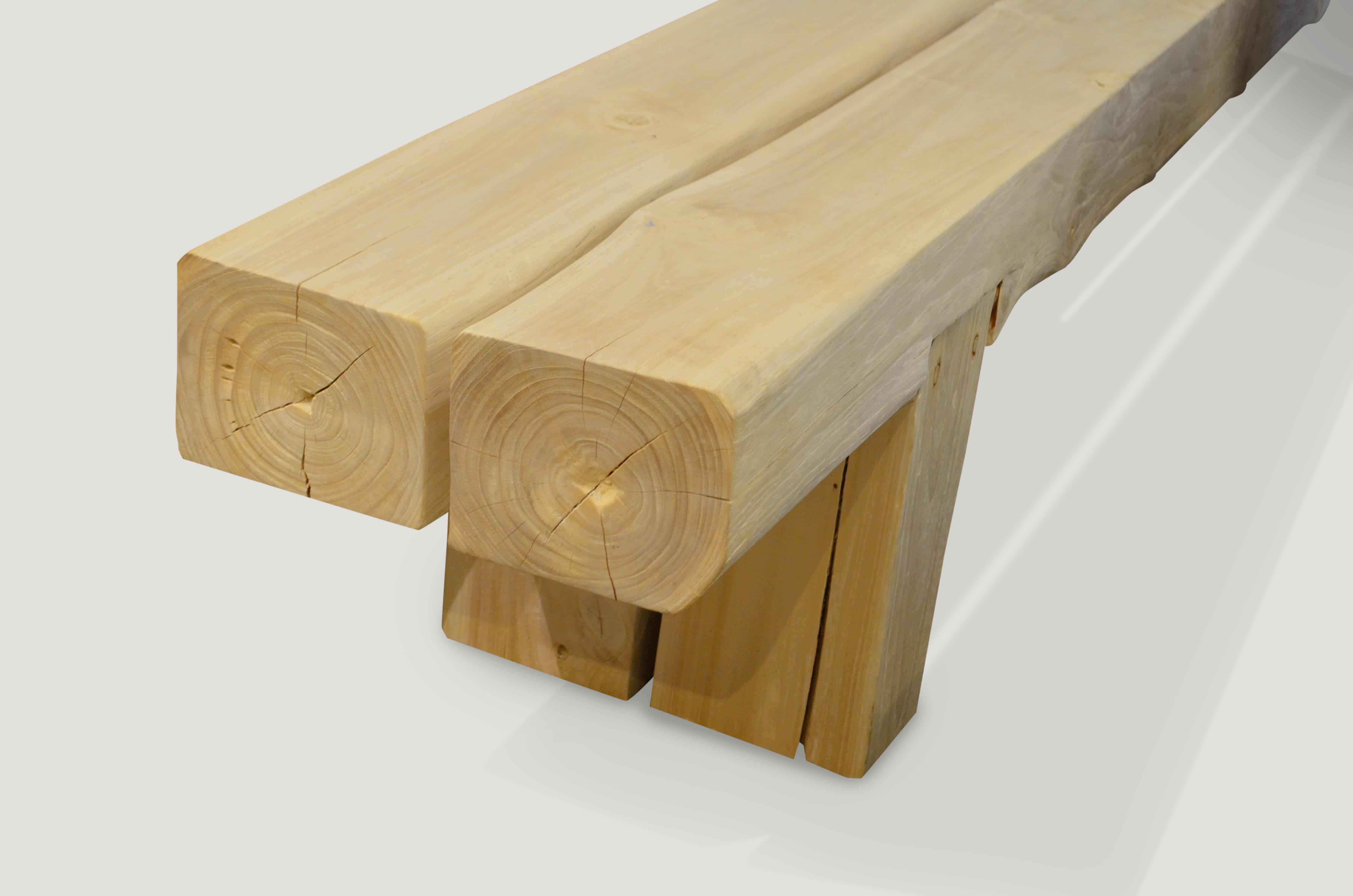 st barts teak wood log bench