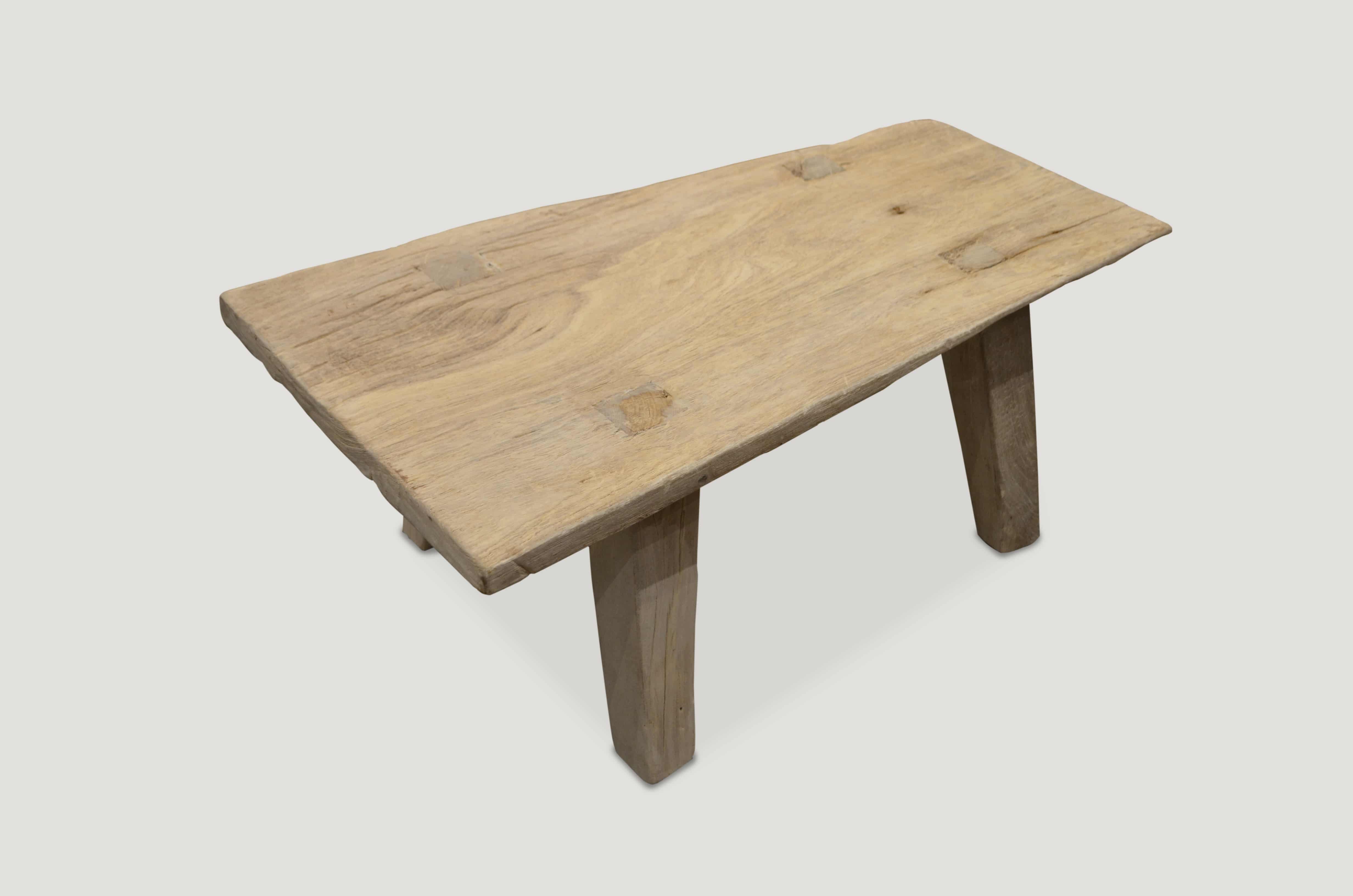 BLEACHED TEAK SIDE TABLE, COFFEE TABLE OR BENCH