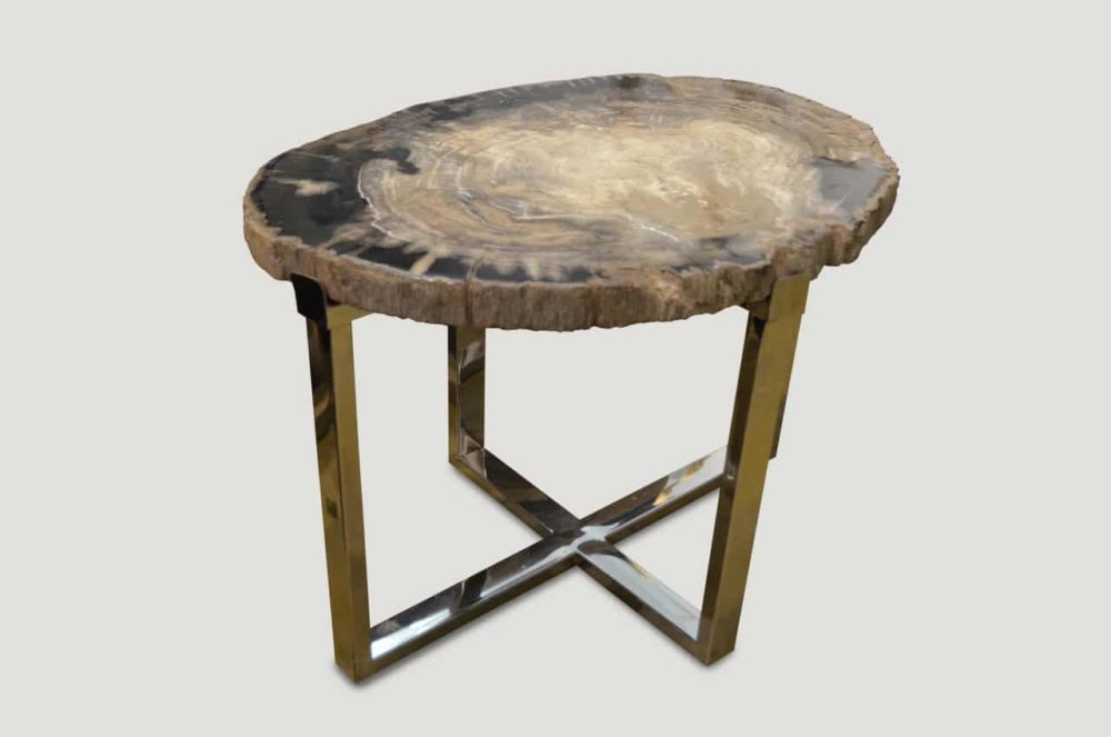 Petrified Wood Slab Side Table 31ARKP - Andrianna Shamaris