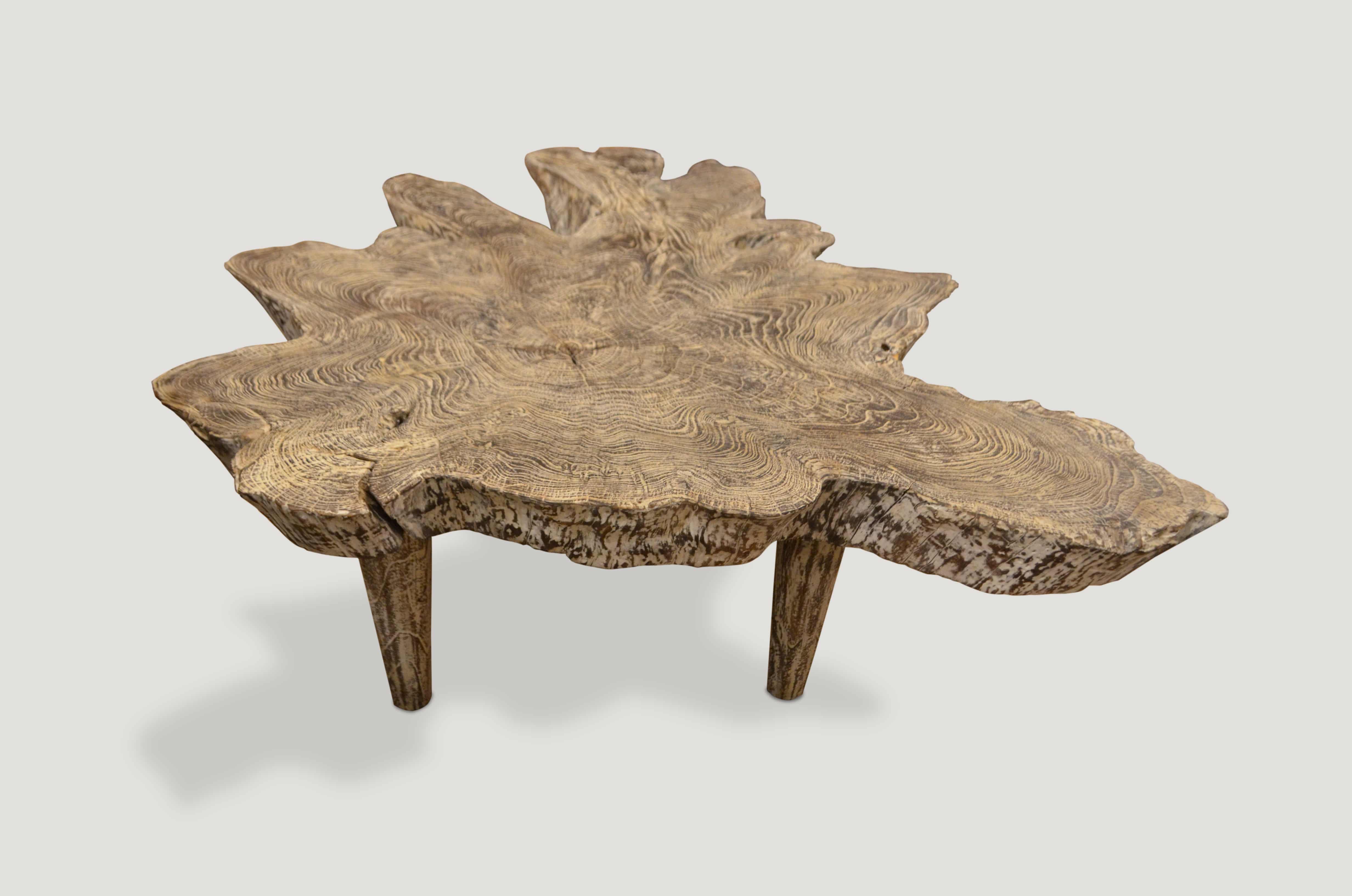 cerused teak wood coffee table