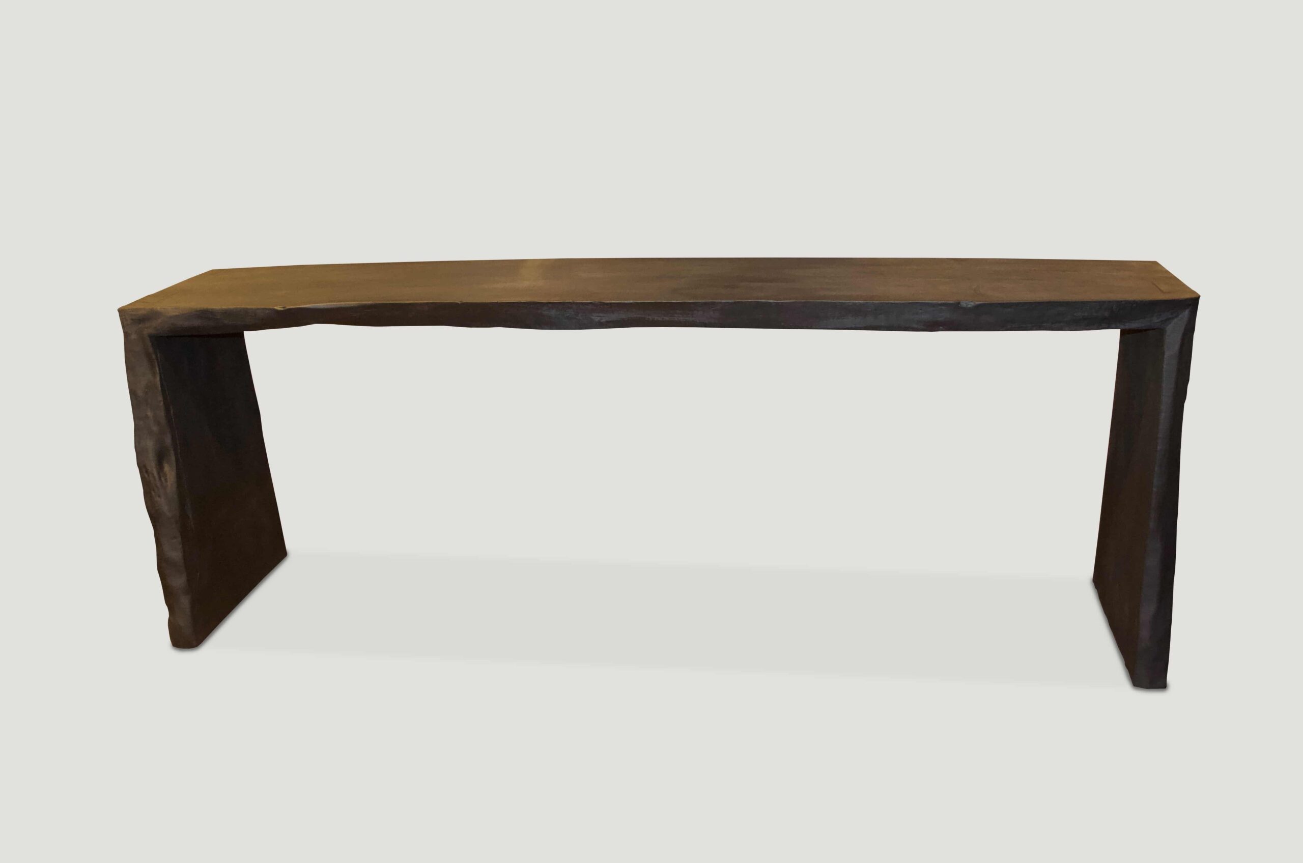 triple burnt teak wood console