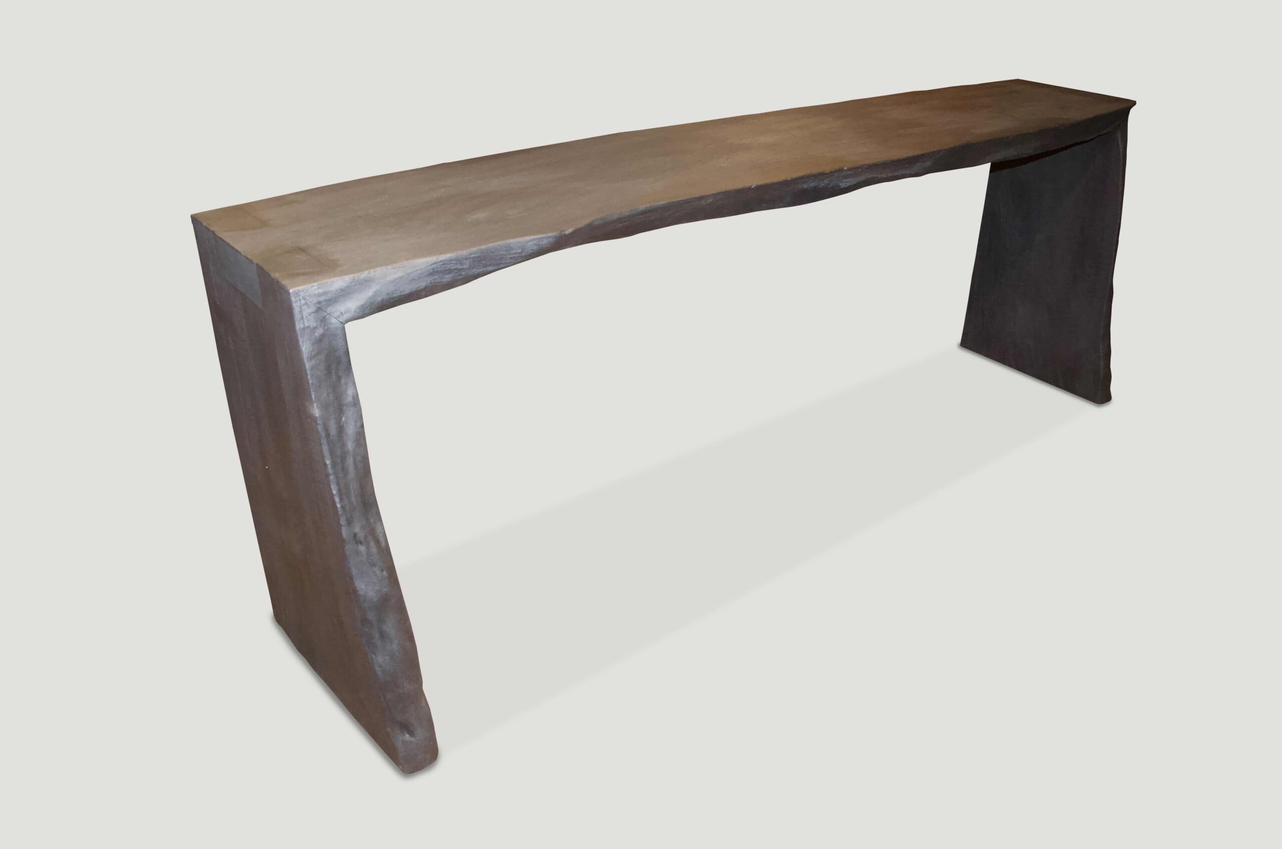 triple burnt teak wood console