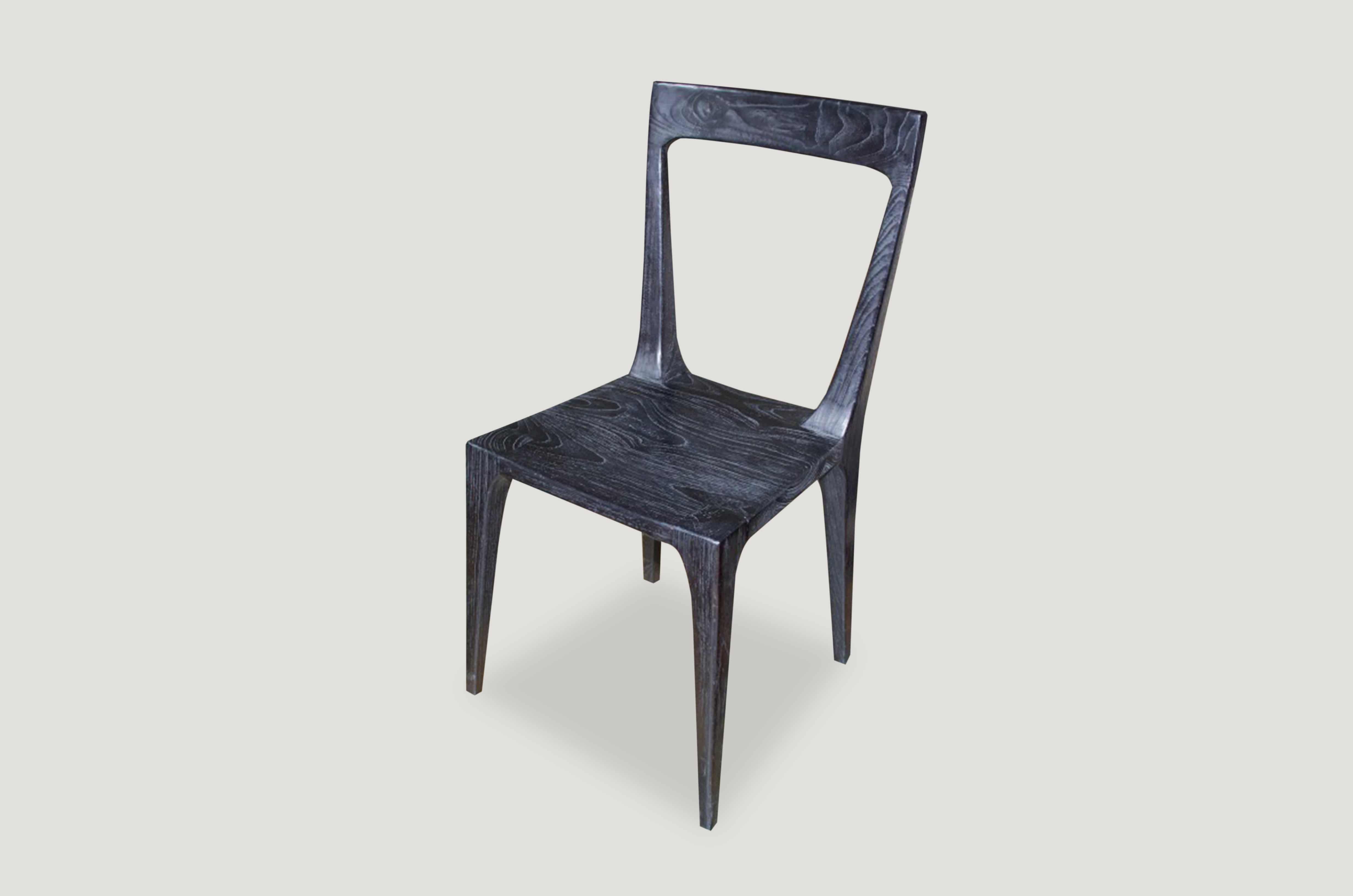 triple burnt teak wood minimal chair