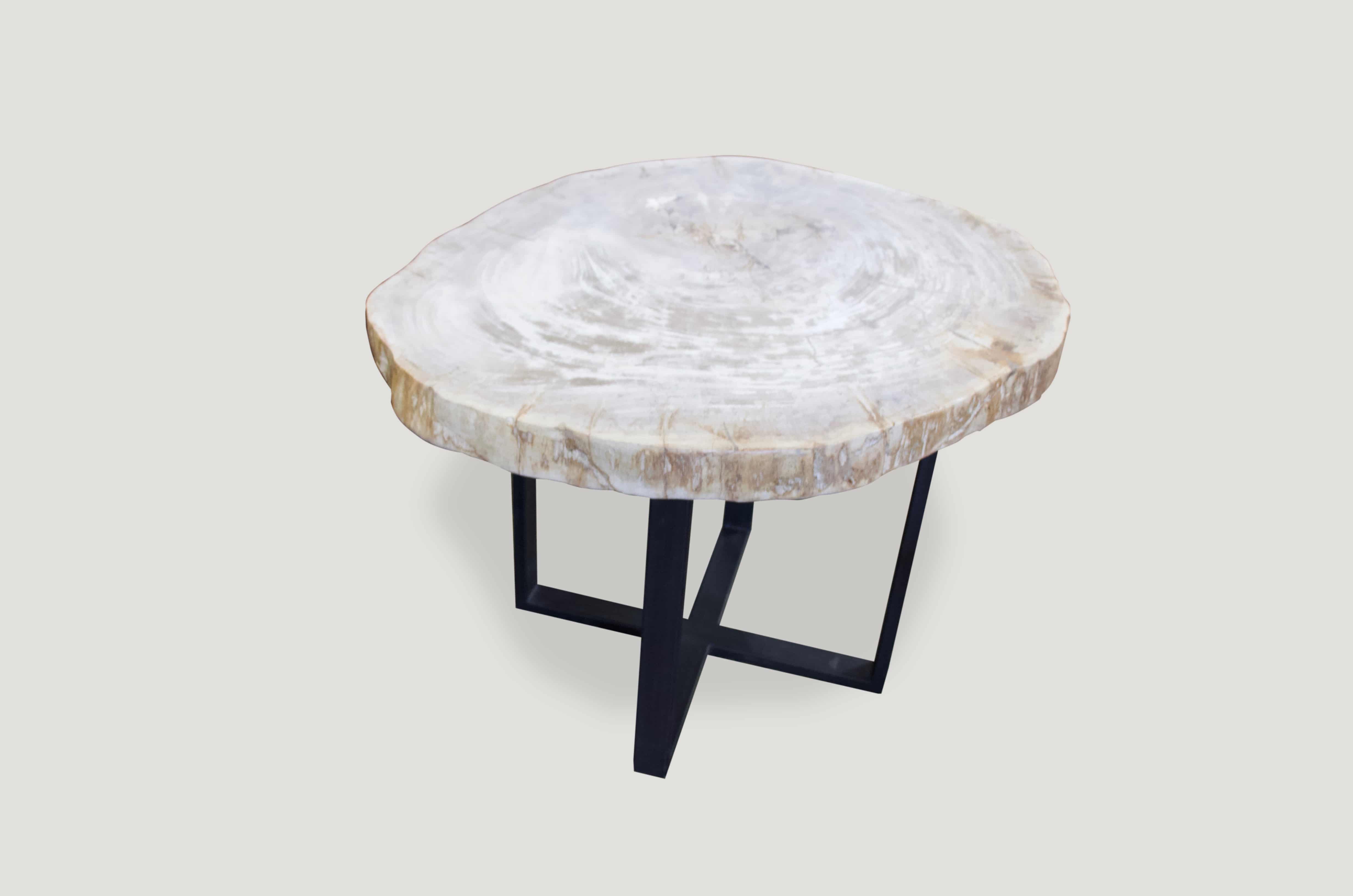 High quality petrified wood 2″ slab top side table
