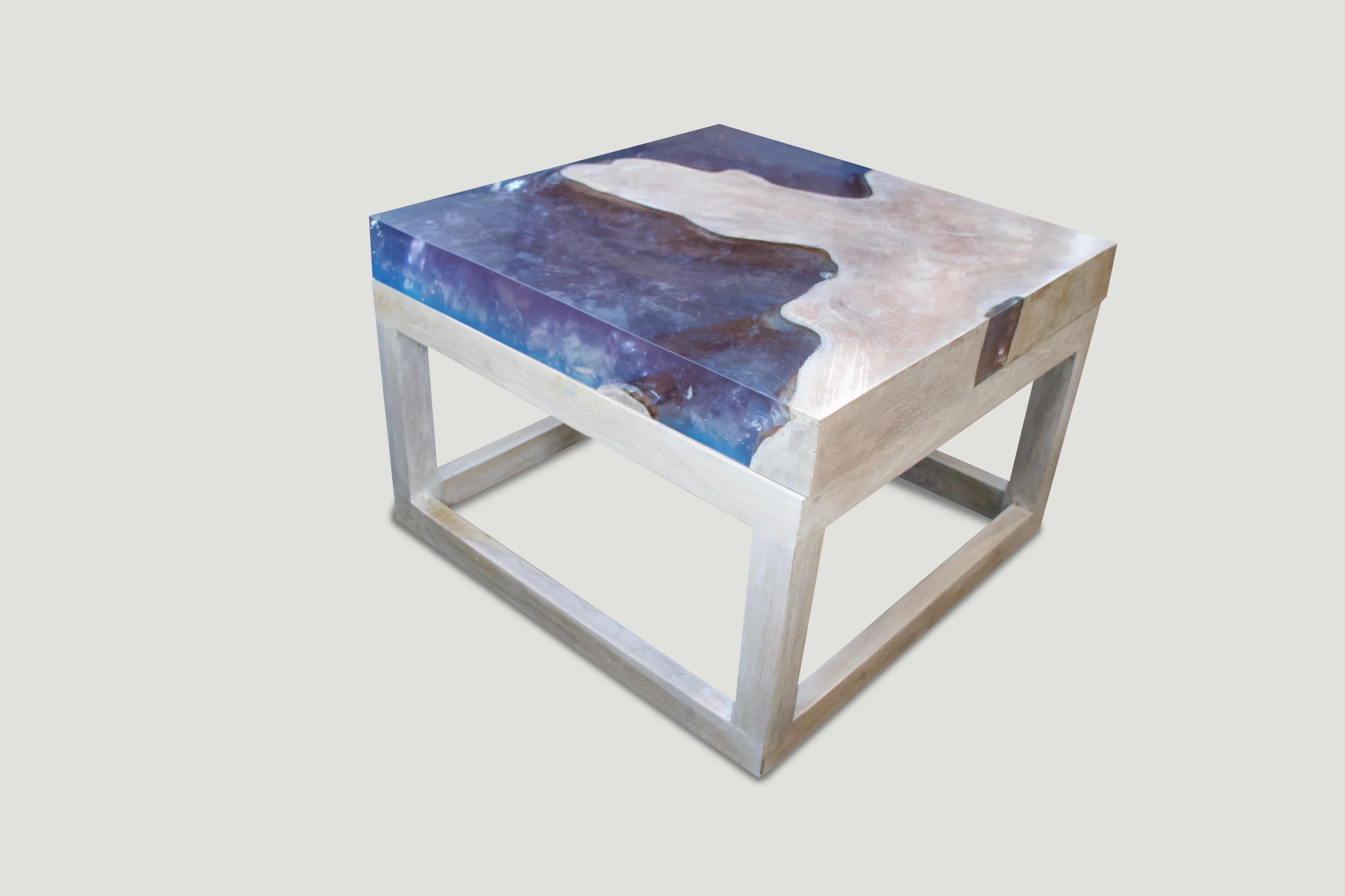 ice blue resin coffee table or side table