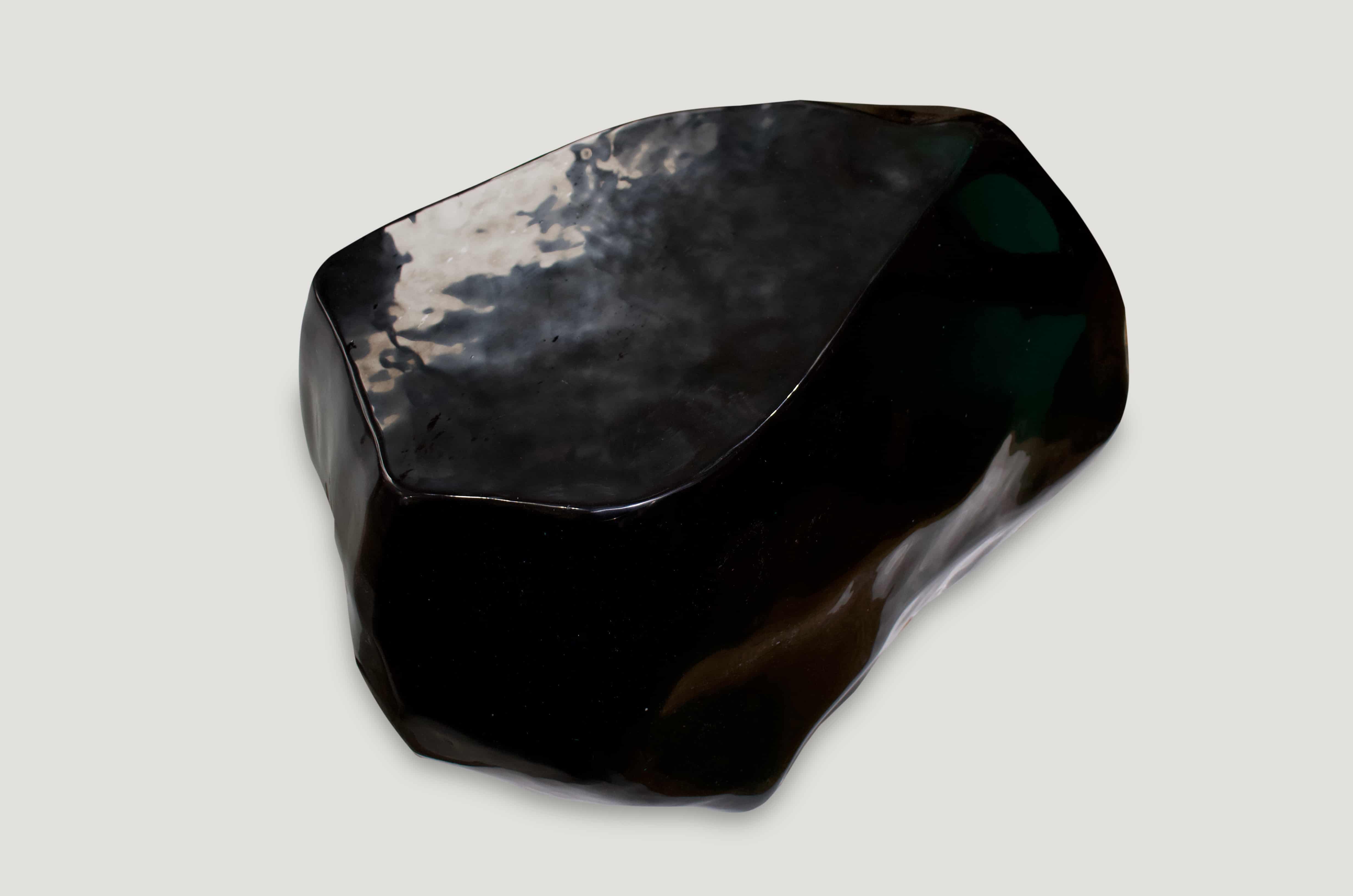 obsidian volcanic glass side table or coffee table