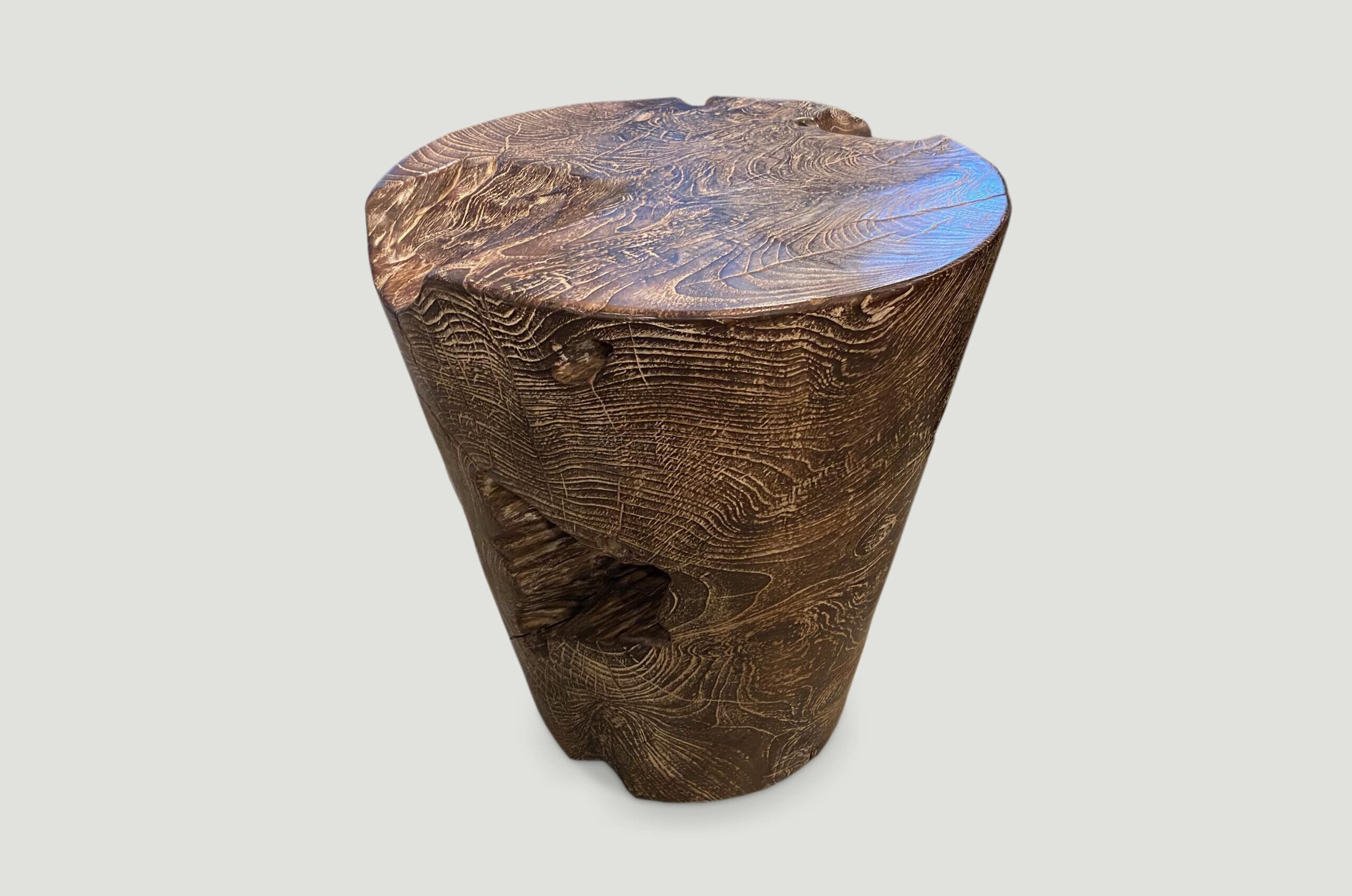 single charred teak side table